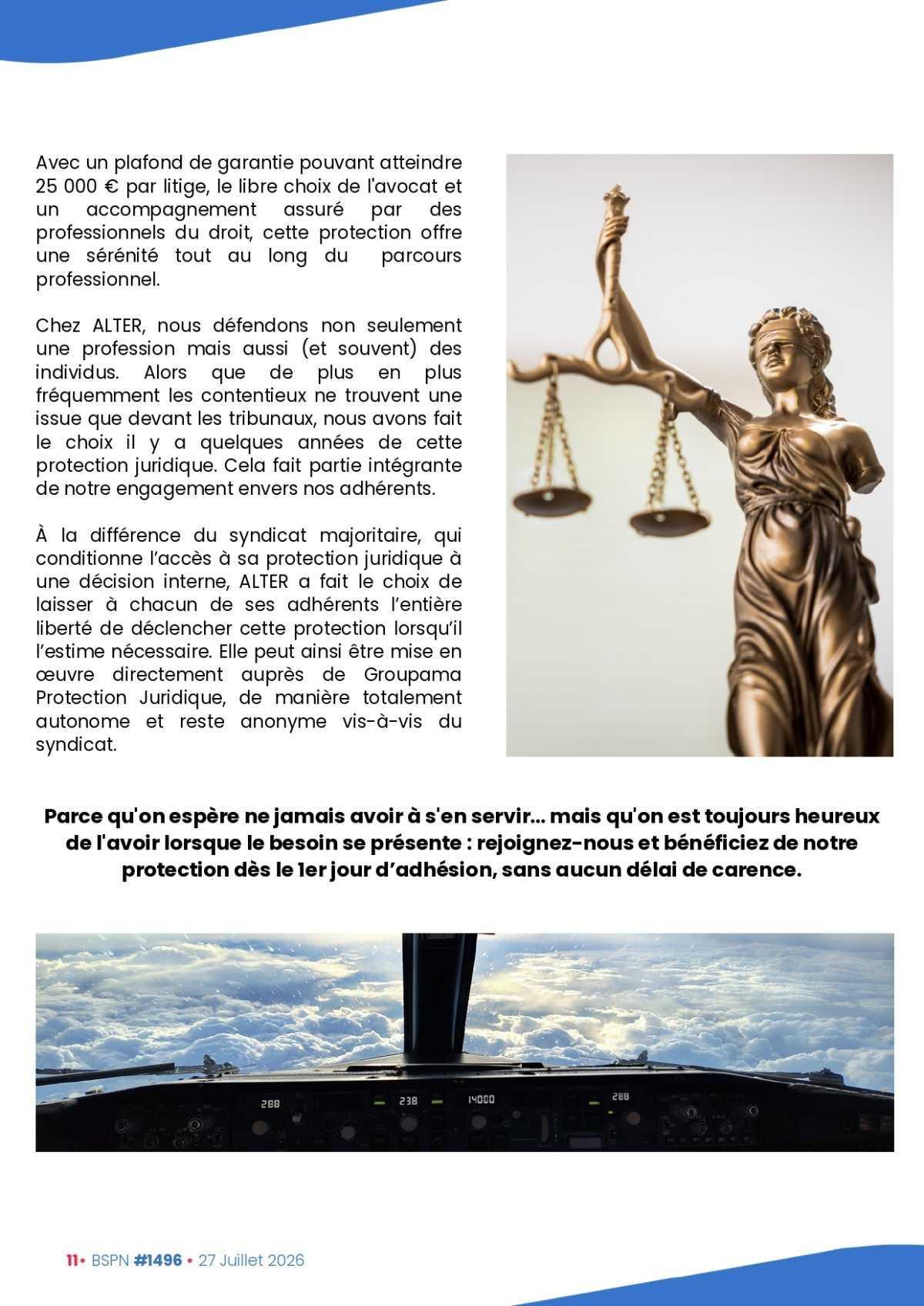 ALTER // Bulletin Syndical du Personnel Naviguant # 1496 du 27 juillet 2026