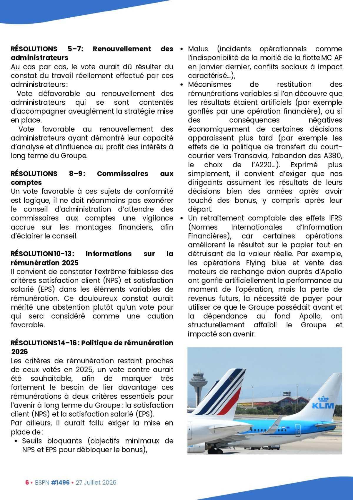 ALTER // Bulletin Syndical du Personnel Naviguant # 1496 du 27 juillet 2026