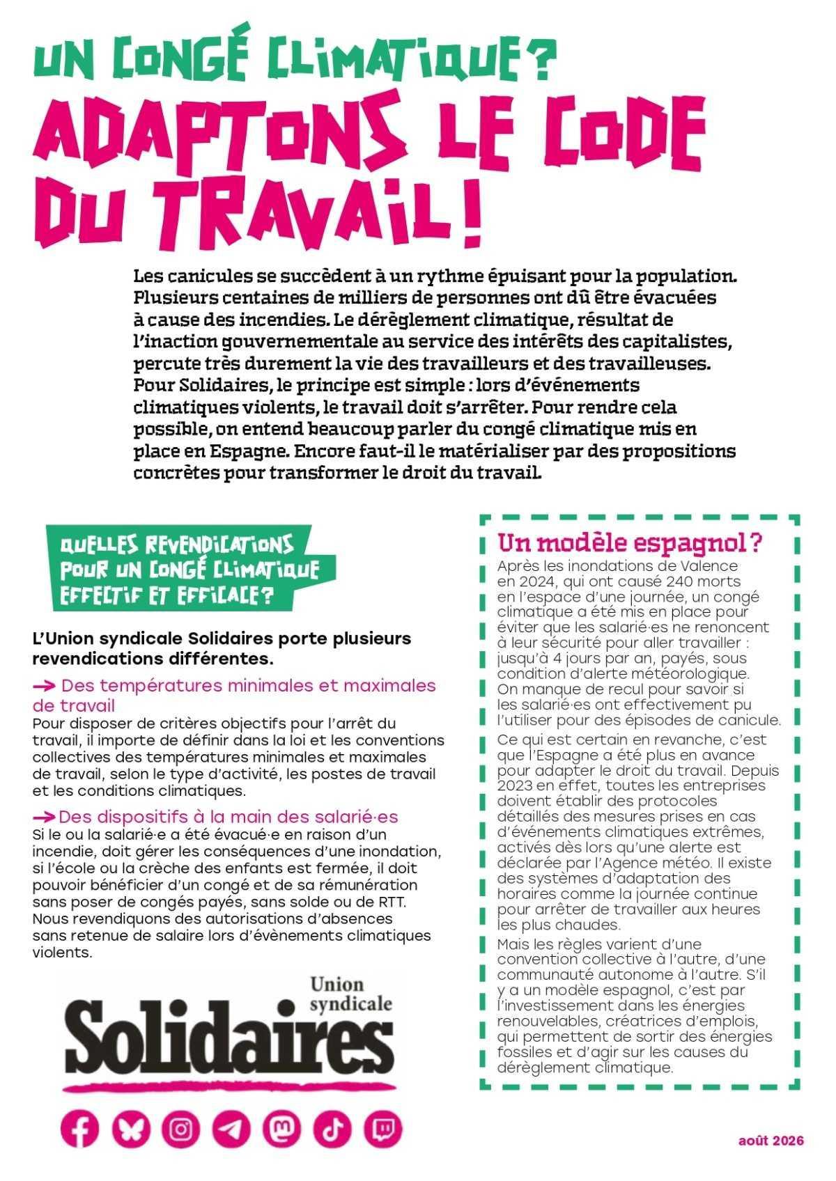 Un congé climatique ? Adaptons le Code du Travail !