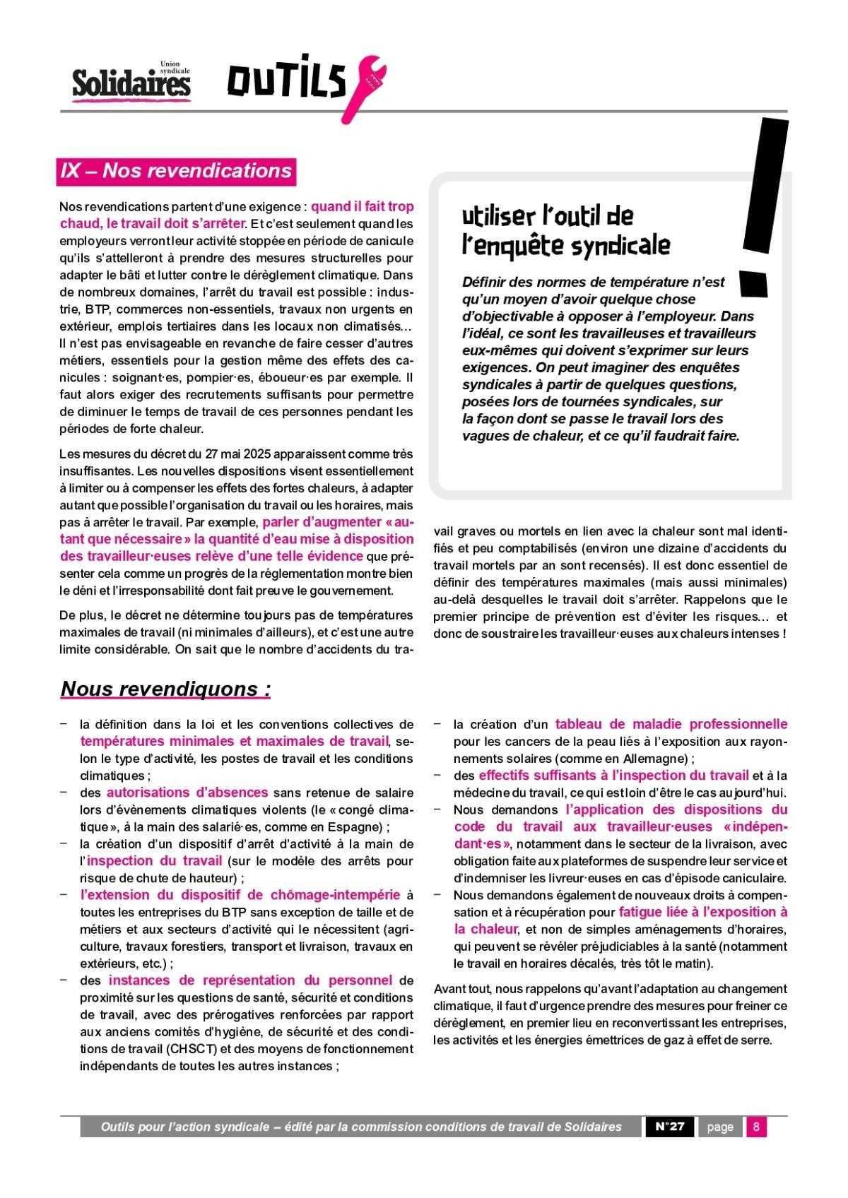 Outils # 27 // Il fait trop chaud au boulot, on fait quoi ?