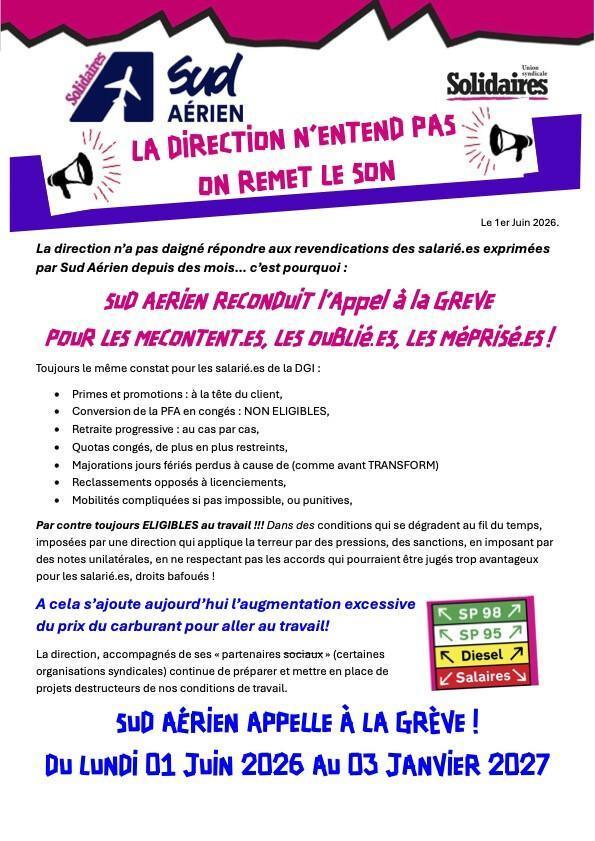 SUD Aérien // La Direction n'entend pas, on remet le son !