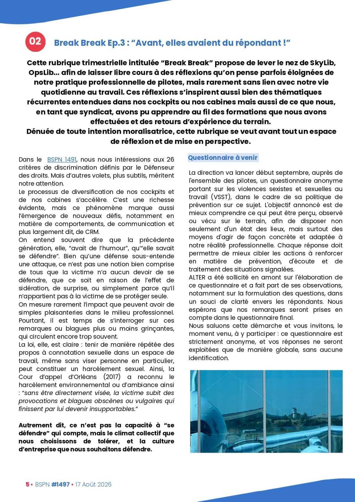 ALTER // Bulletin Syndical du Personnel Naviguant # 1497