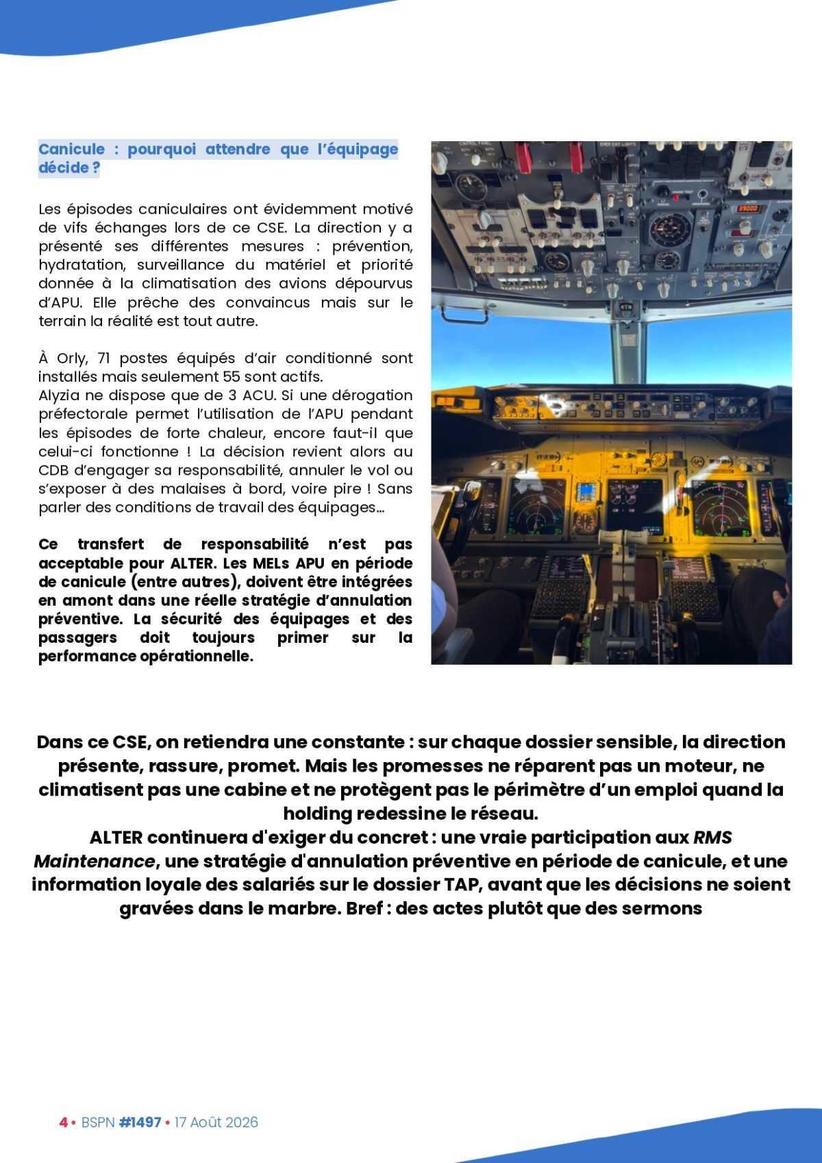 ALTER // Bulletin Syndical du Personnel Naviguant # 1497