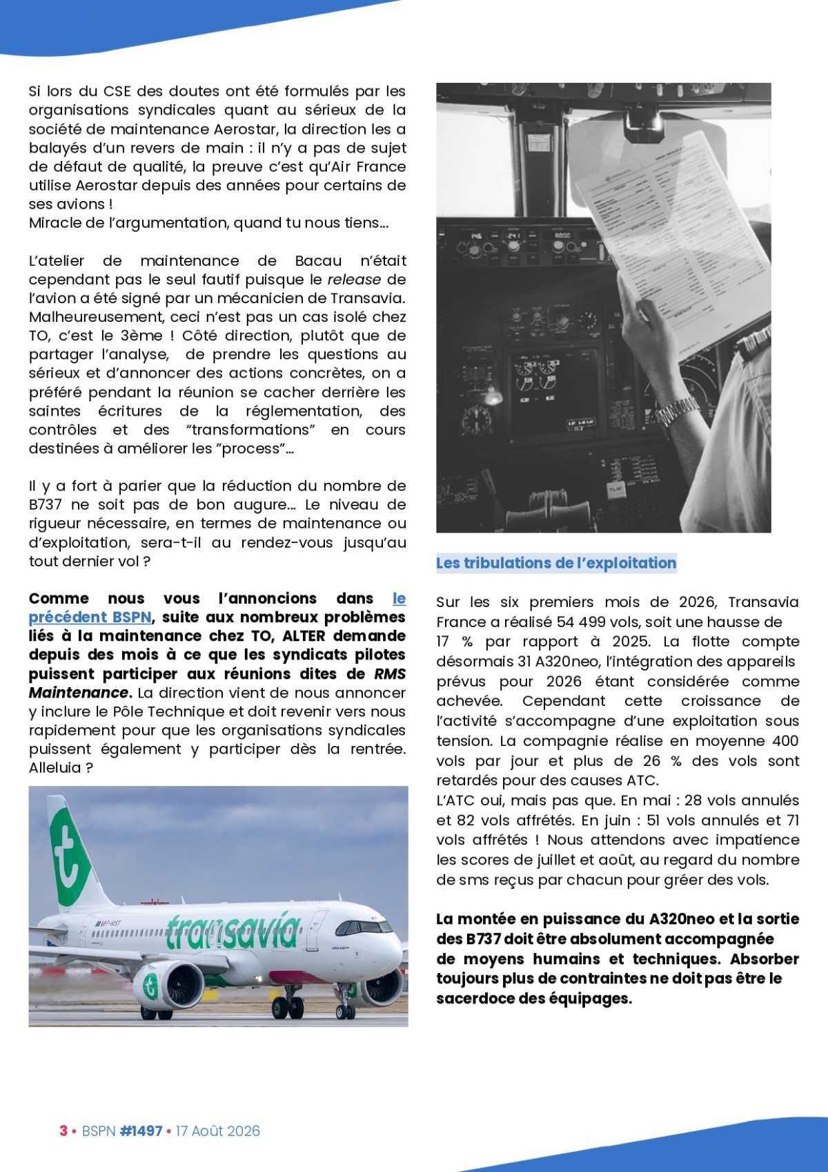 ALTER // Bulletin Syndical du Personnel Naviguant # 1497