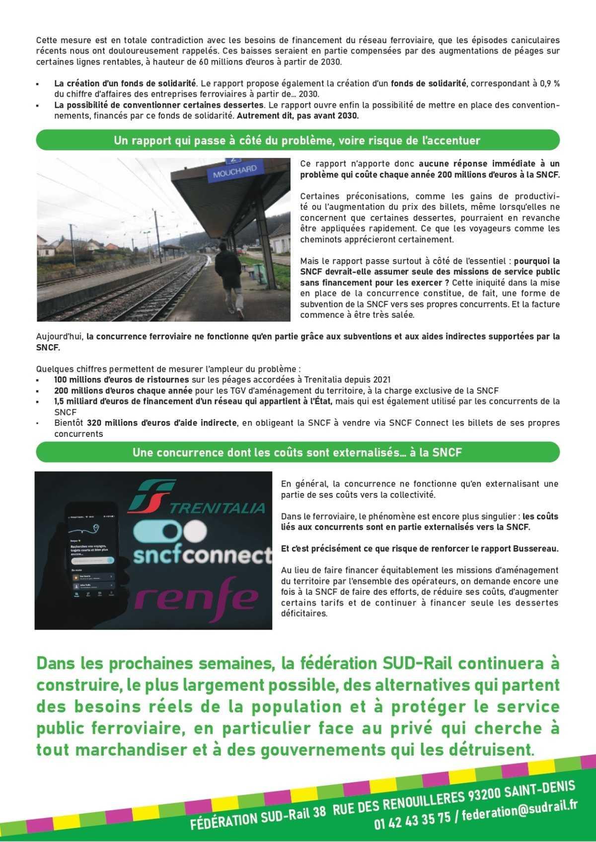 SUD-Rail // Les TGV d'aménagement du territoire en danger !