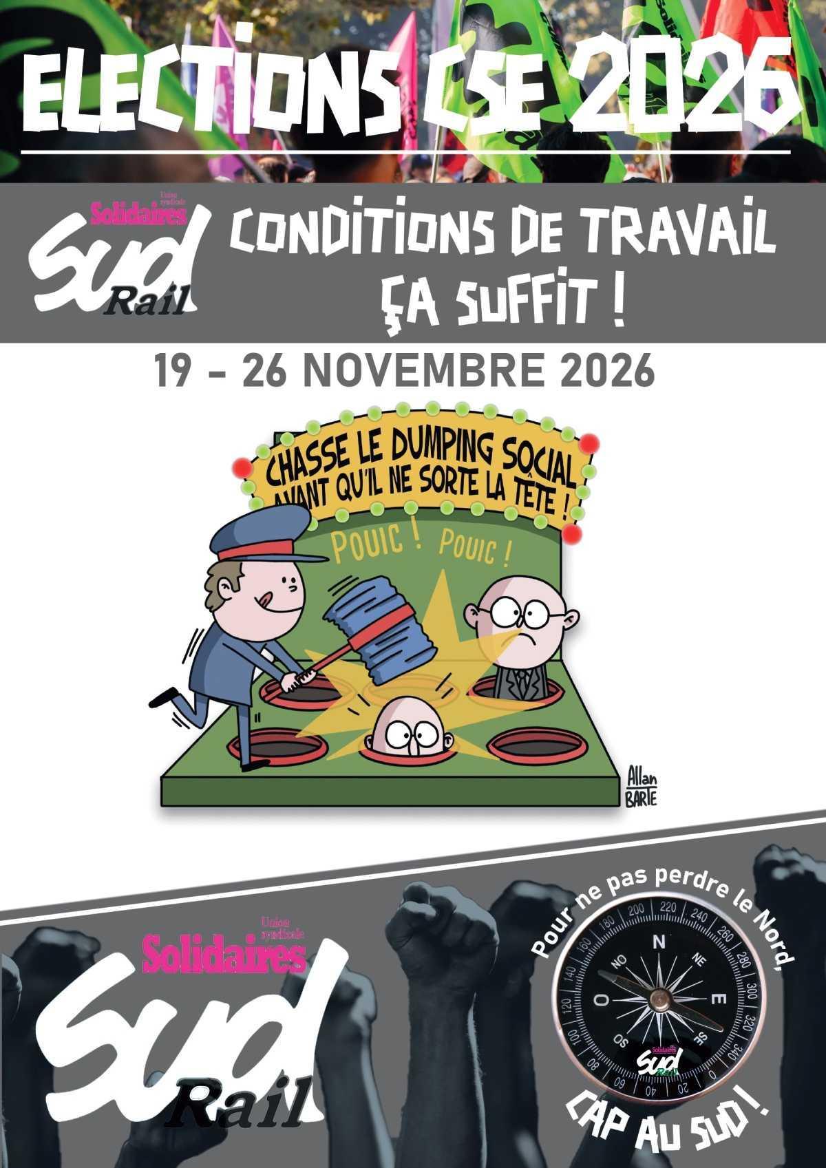 SUD-Rail // Élections CSE SNCF // Conditions de travail, ça suffit !
