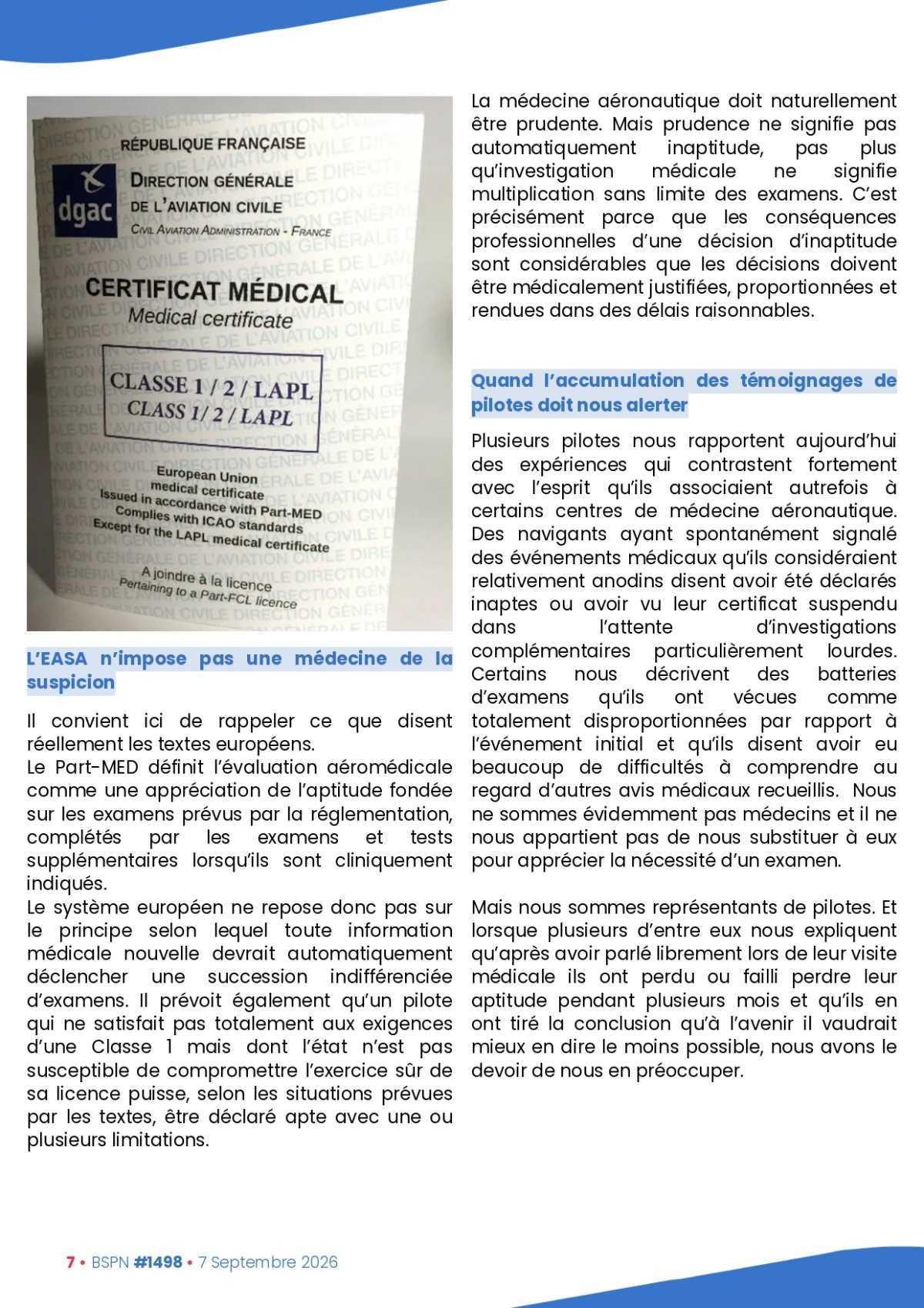 ALTER // Bulletin Syndical du Personnel Naviguant # 1498 du 7 septembre 2026
