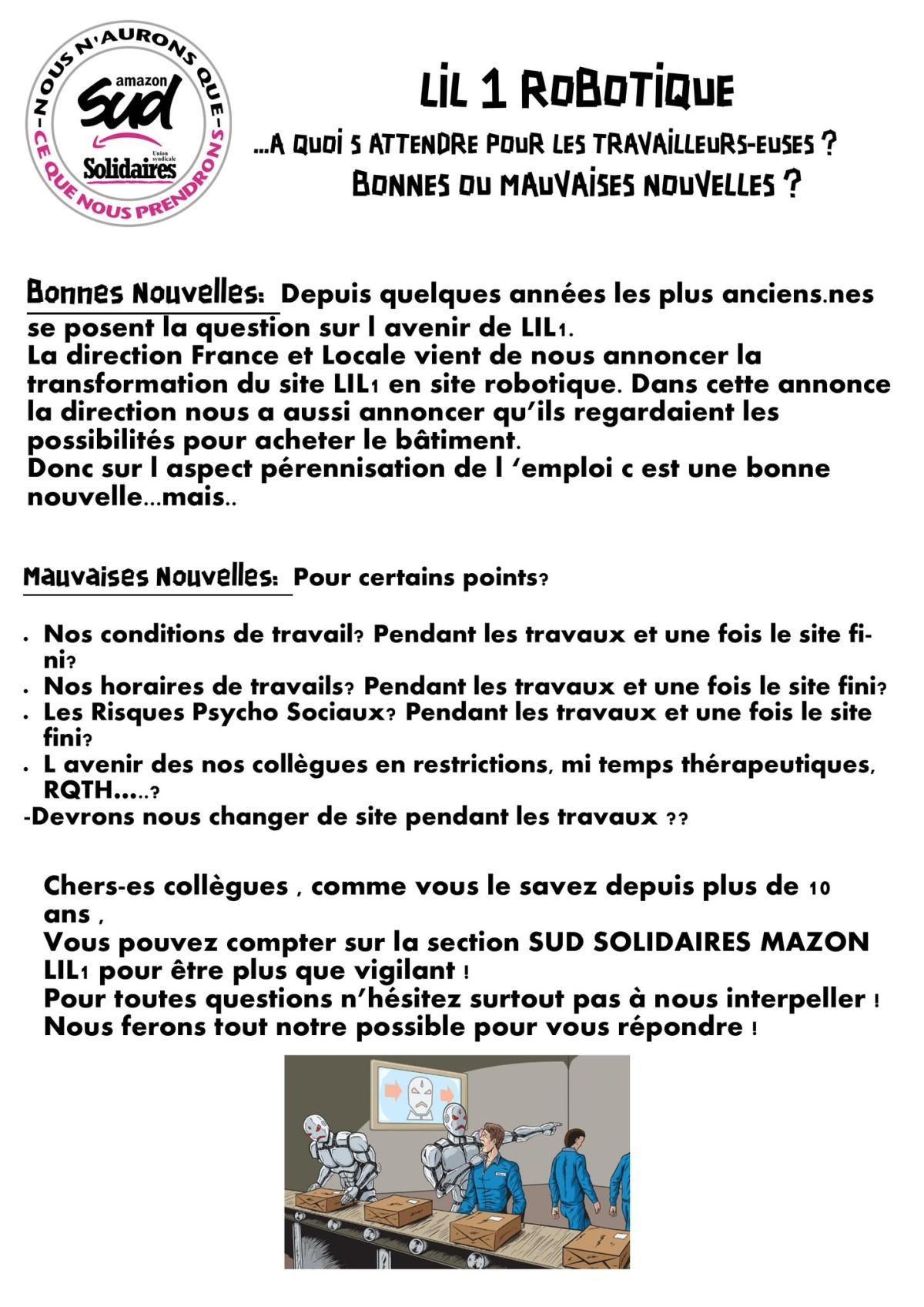 SUD AMAZON LIL1 // Robotique, à quoi s'attendre pour les travailleurs ?