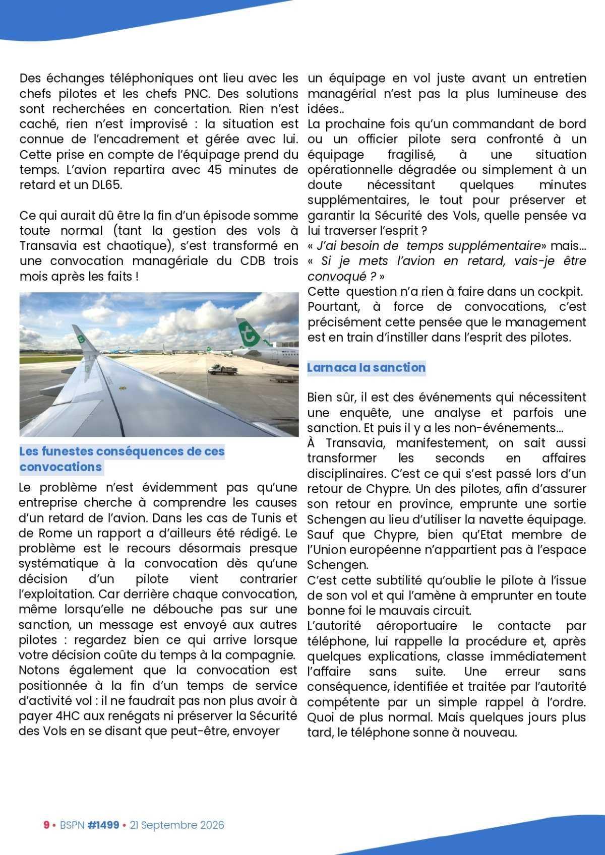 ALTER // Bulletin Syndical du Personnel Naviguant # 1499 du 21/09/26