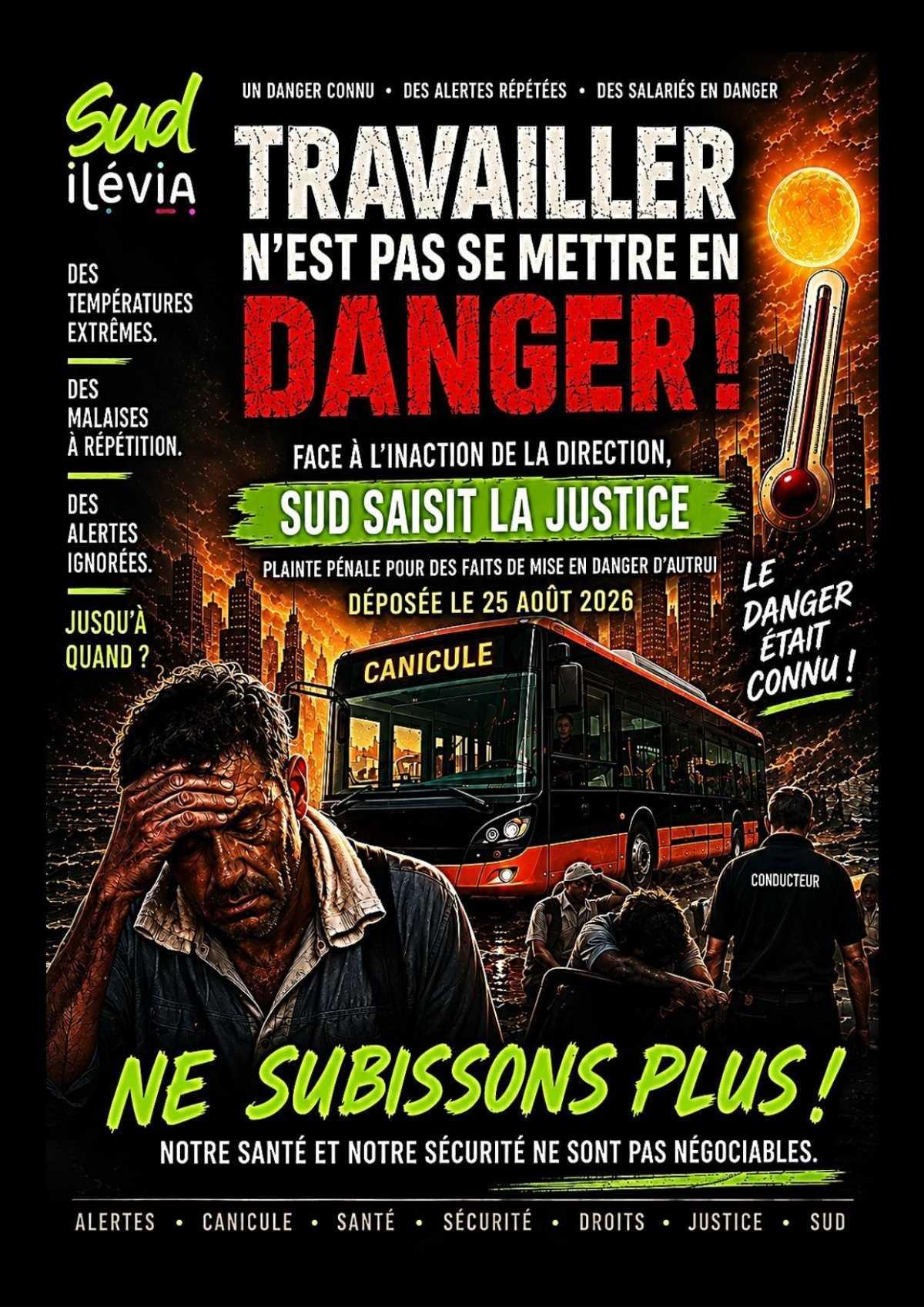SUD Kéolis Ilévia // Canicule : travailler n'est pas se mettre en danger !