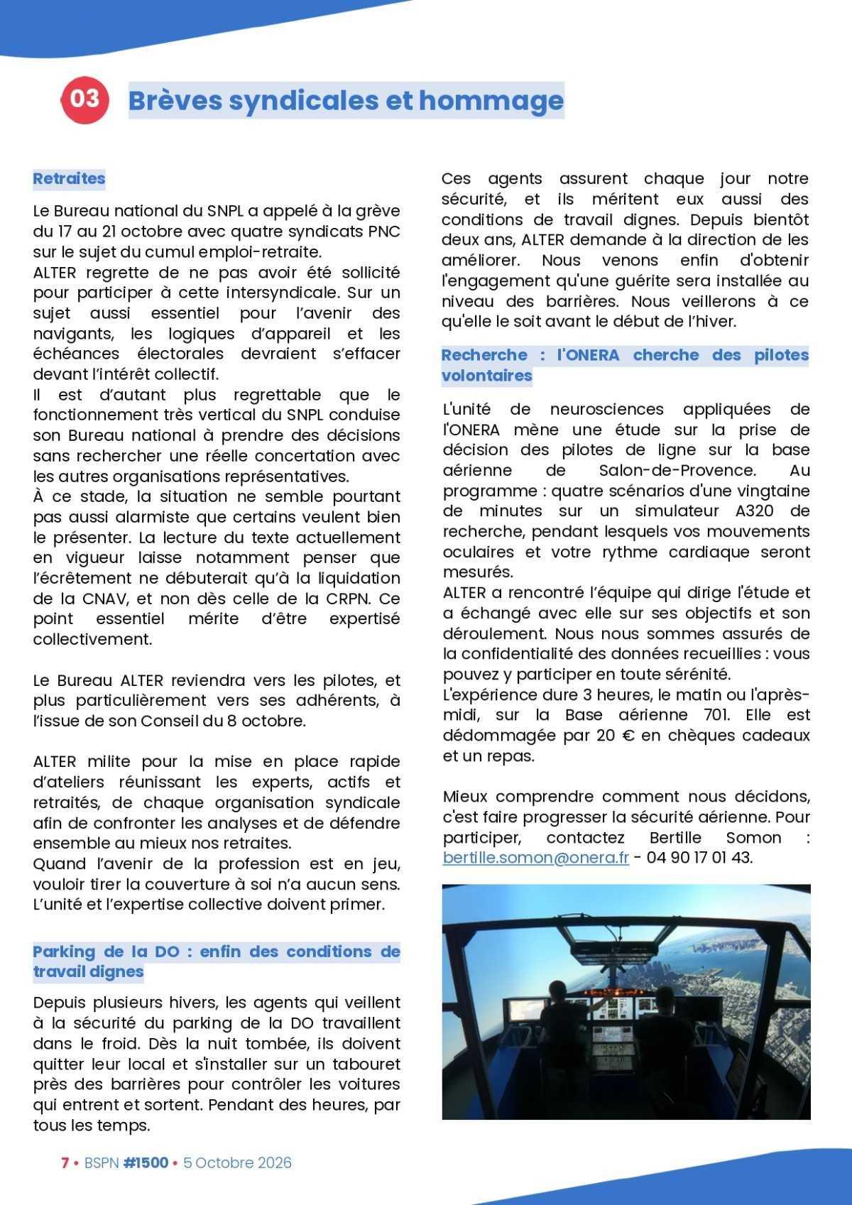 ALTER // Bulletin Syndical du Personnel Naviguant # 1500