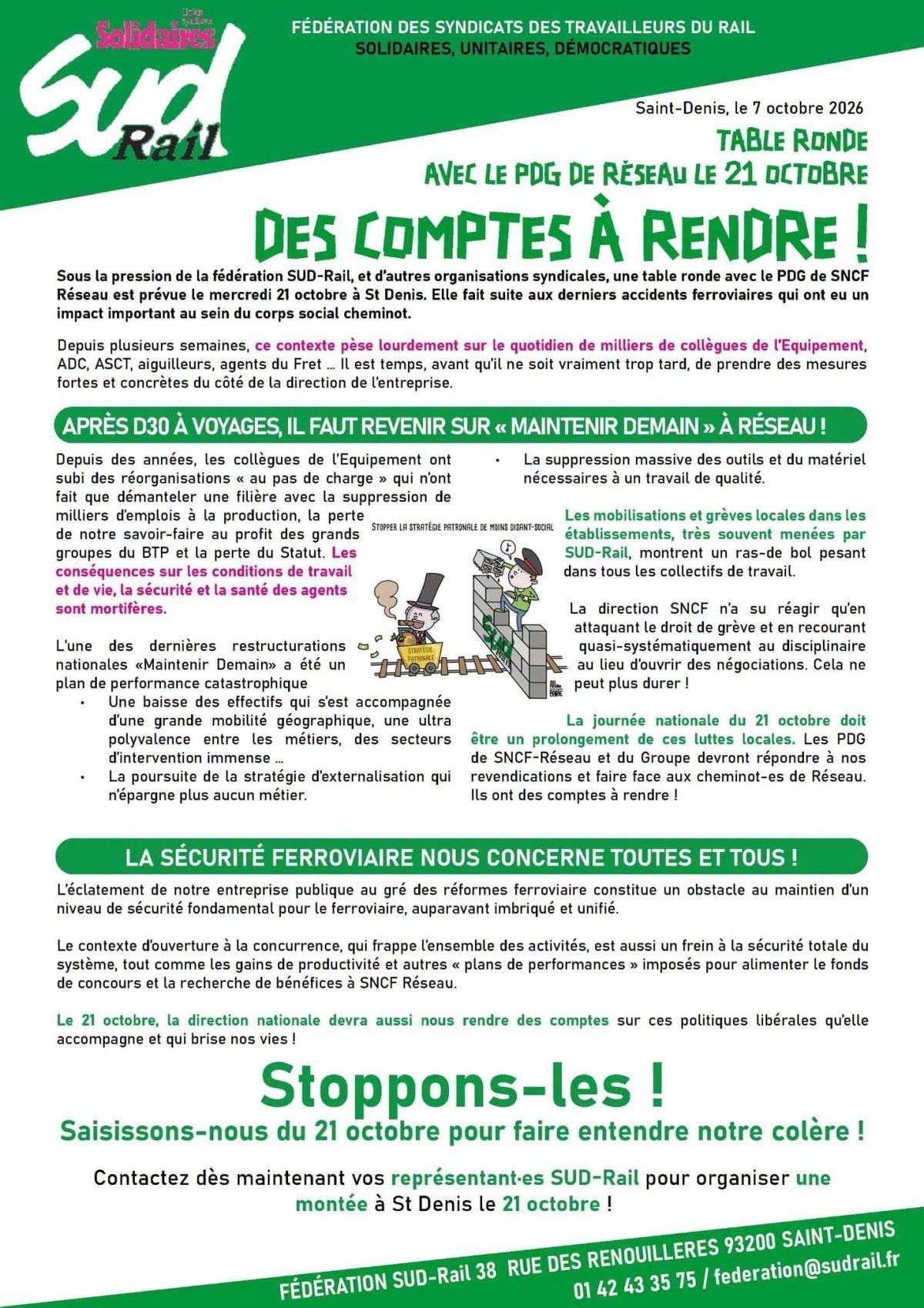 SUD-Rail // Entretien du réseau ferré : des comptes à rendre !