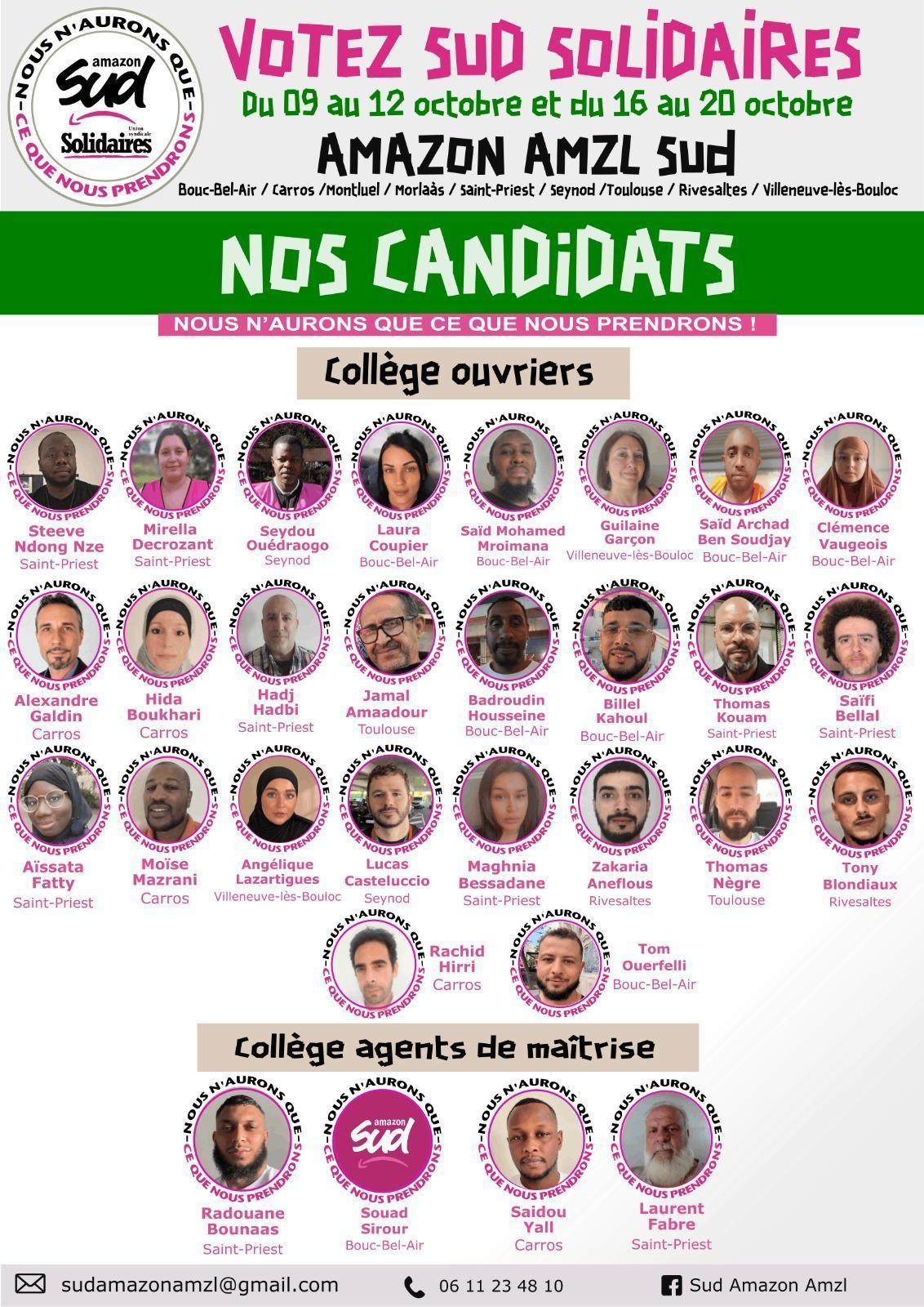 Votez pour les candidats SUD Solidaires AMAZON !