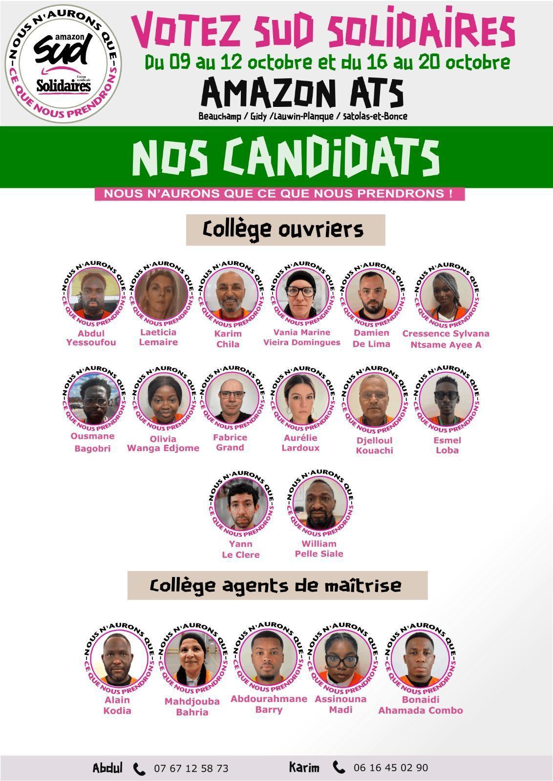 Votez pour les candidats SUD Solidaires AMAZON !