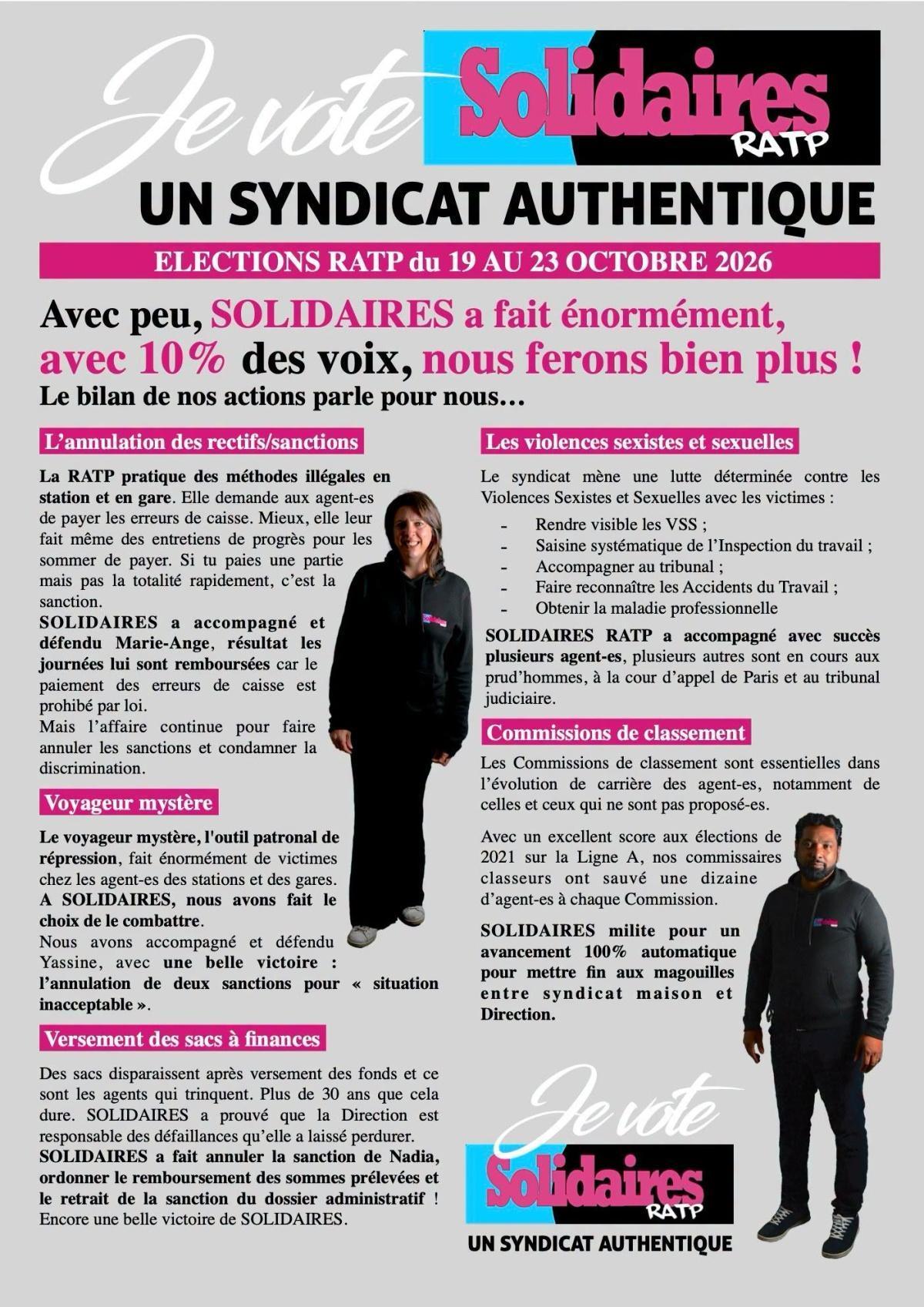 Solidaires RATP // Votez pou un syndicat authentique !