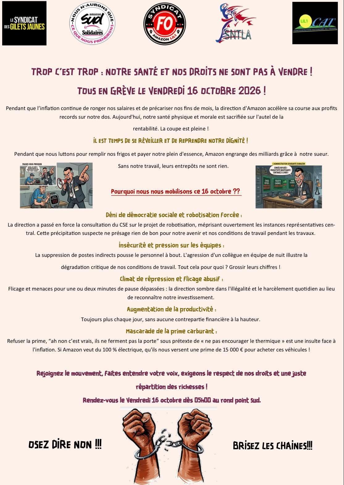 SUD AMAZON LIL1 // Tous en grève le vendredi 16 octobre !