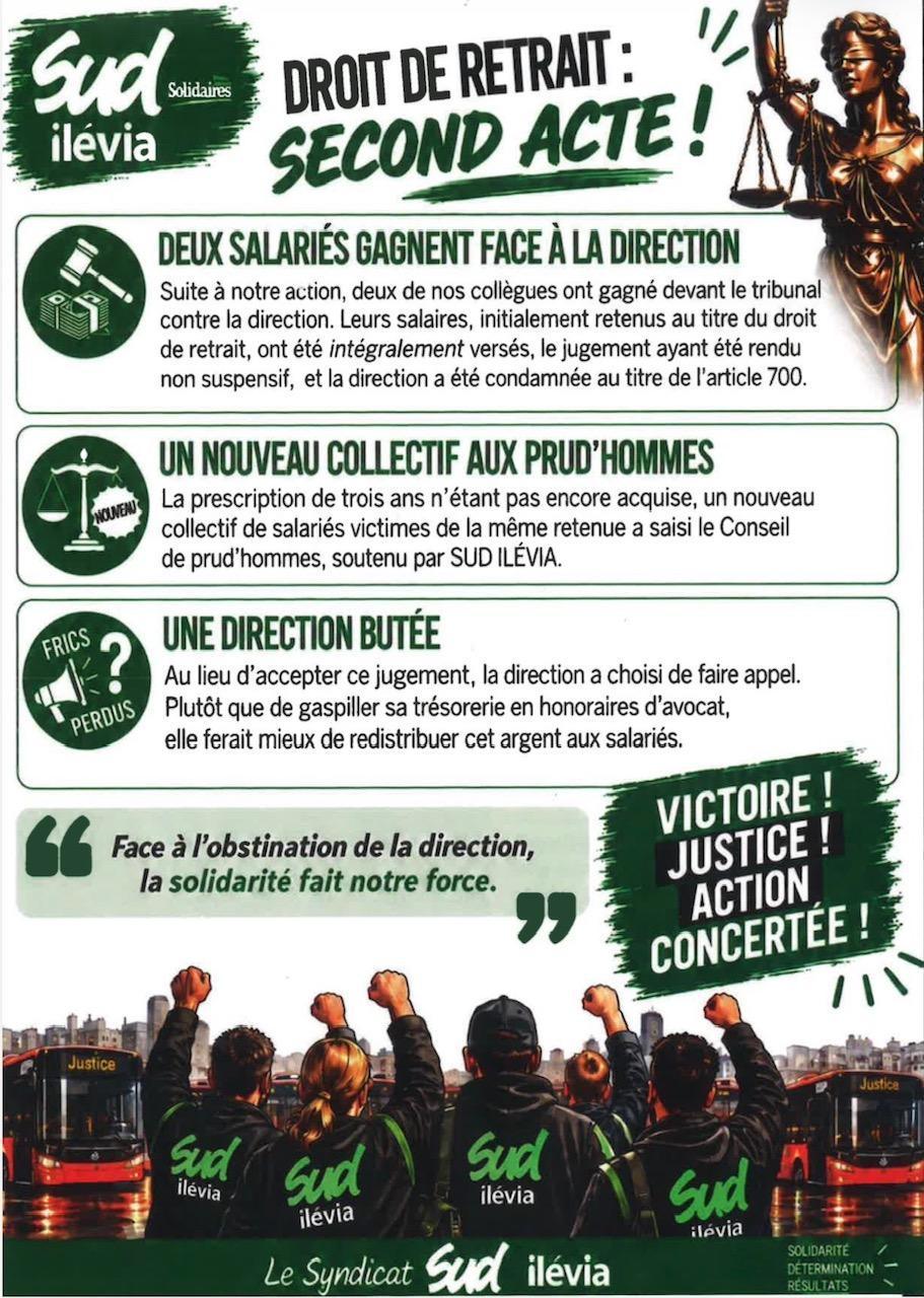 SUD ILEVIA // Droit de retrait : la Justice nous donne raison !