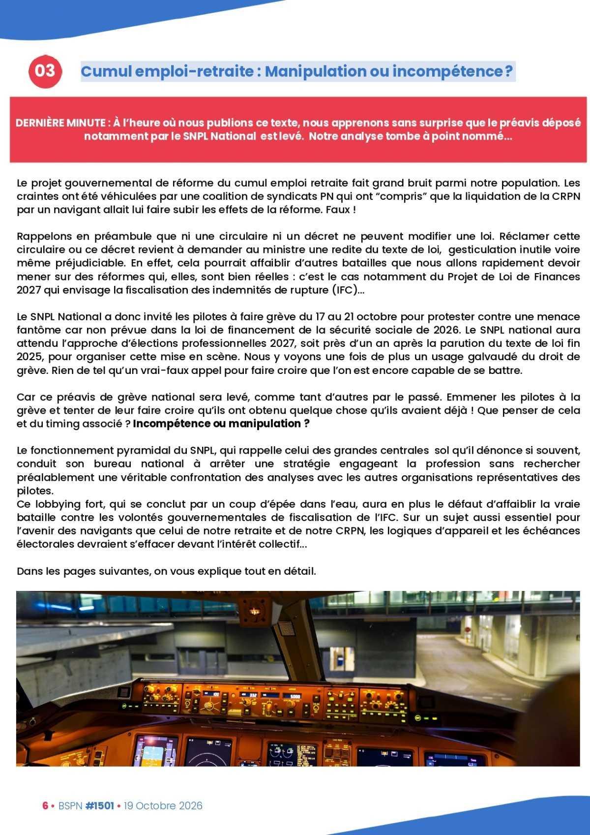 ALTER // Bulletin Syndical du Personnel Naviguant # 1501