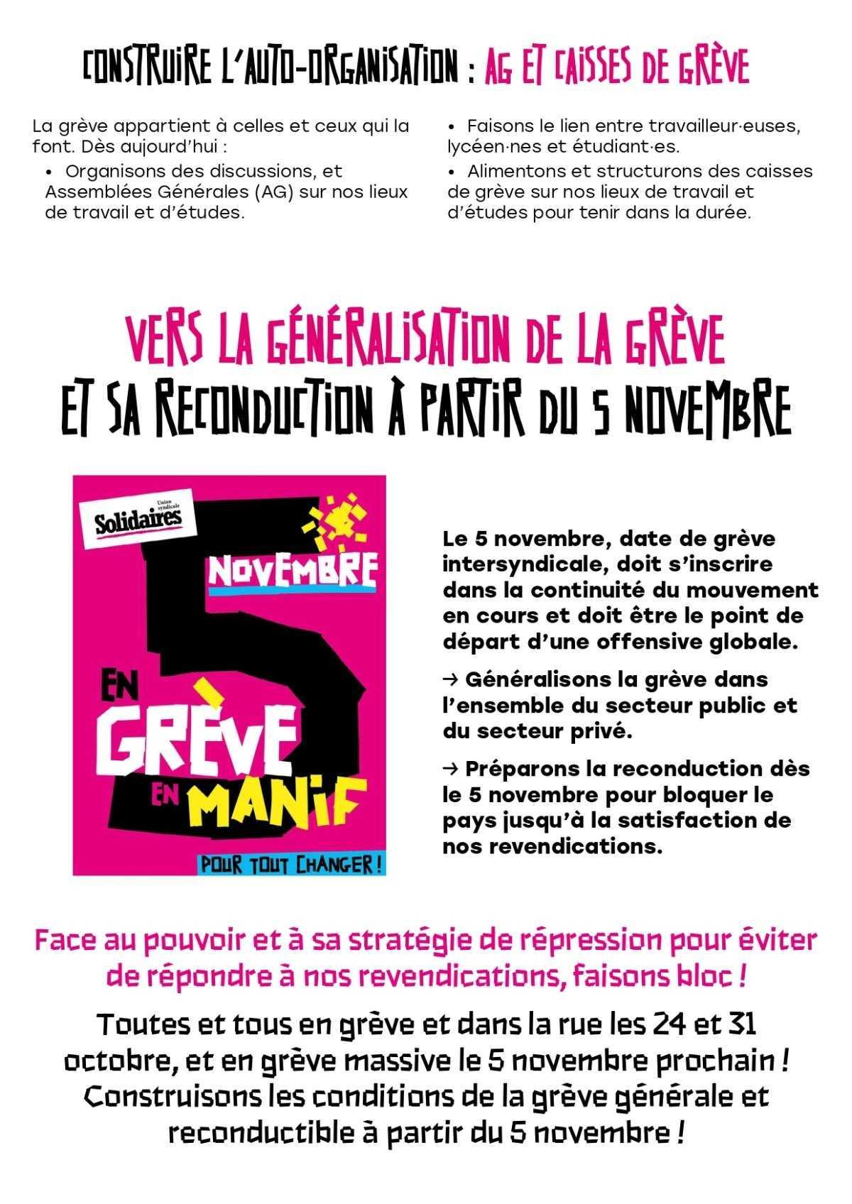 Généralisons la grève, construisons la reconduction !