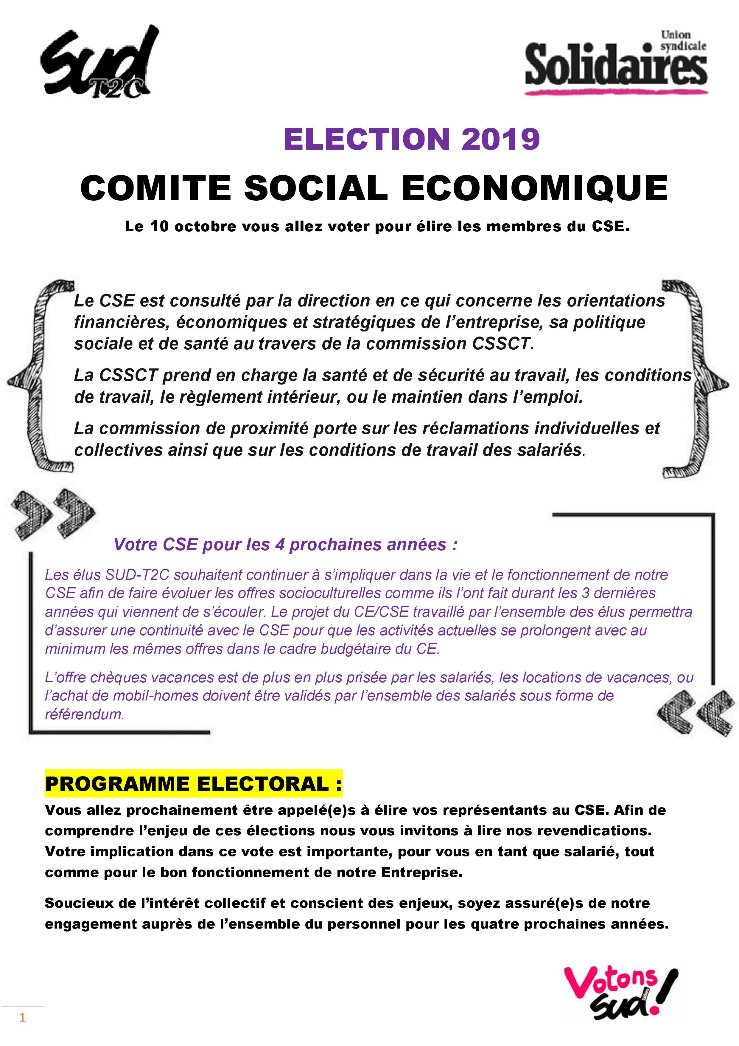 Election 2019 Comite Social Economique Le 10 Octobre Vous
