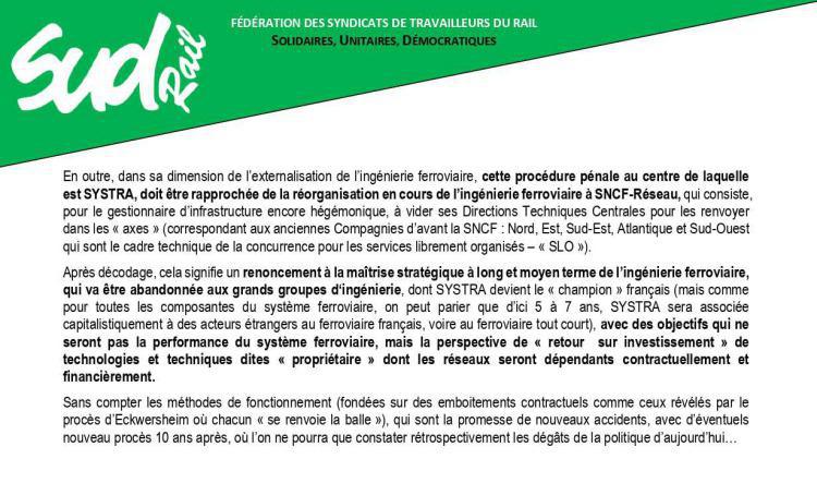 Communiqué de presse SUD-Rail // Procès pénal de l'accident d'Eckwersheim