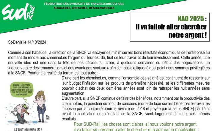 SUD-Rail // NAO 2025 : il va falloir aller chercher notre argent !