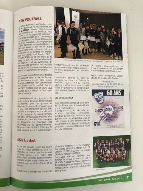 On parle de l'ASGF dans le magazine municipal ;)