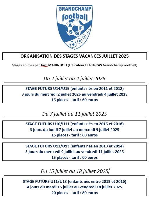 STAGES ASGF ETE 2025