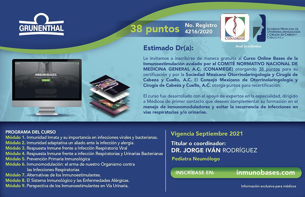 Curso Online Bases de la Inmunoestimulación avalado por el CONAMEGE