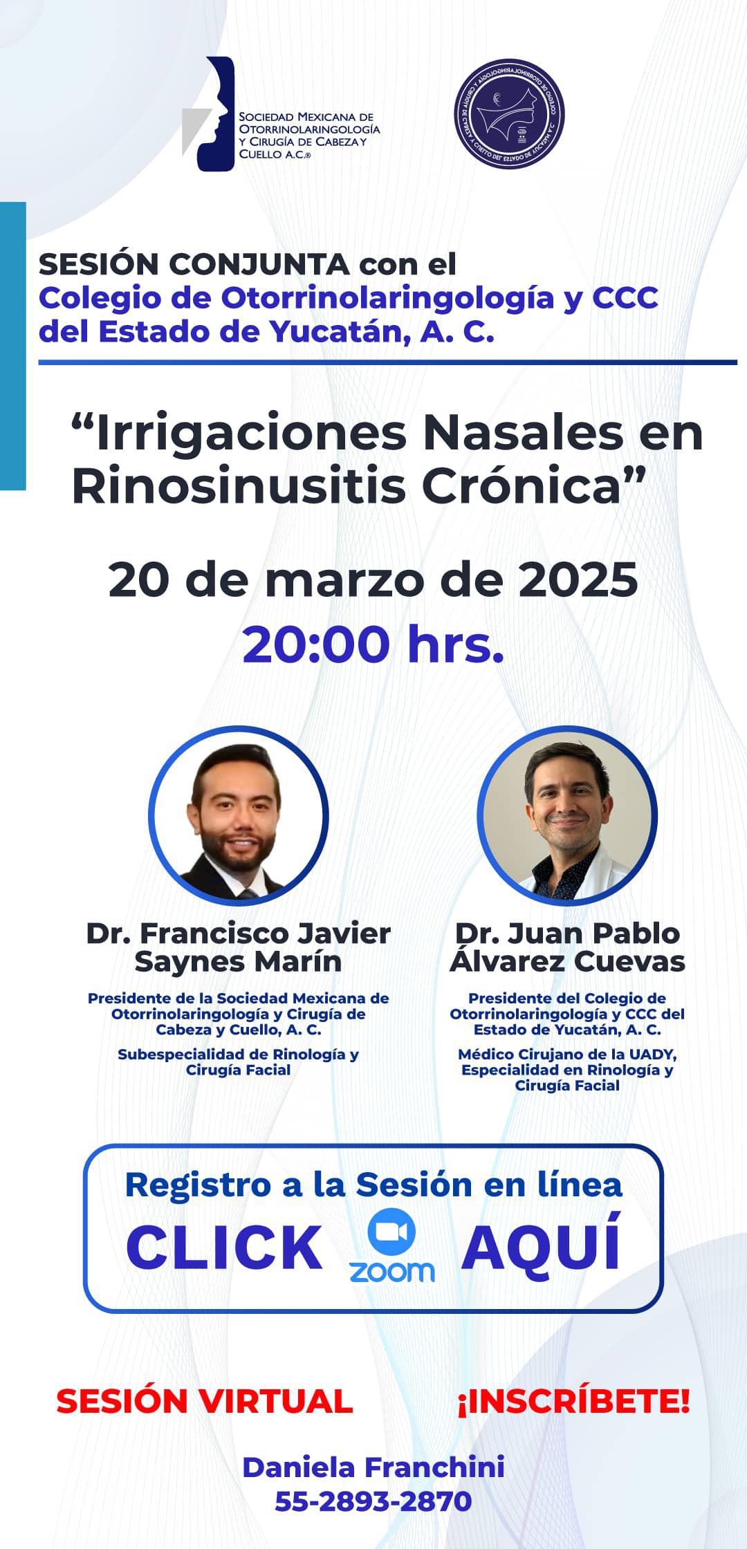 SESIÓN CONJUNTA con el Colegio de Otorrinolaringología y CCC del Estado de Yucatán, A. C.