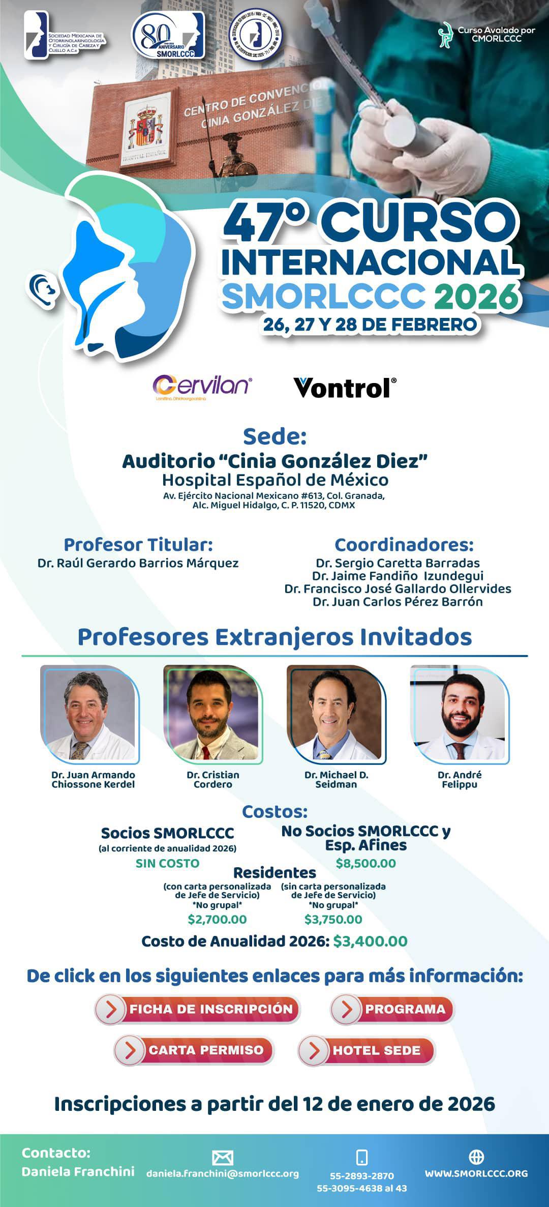 47º Curso Internacional SMORLCCC, 2026