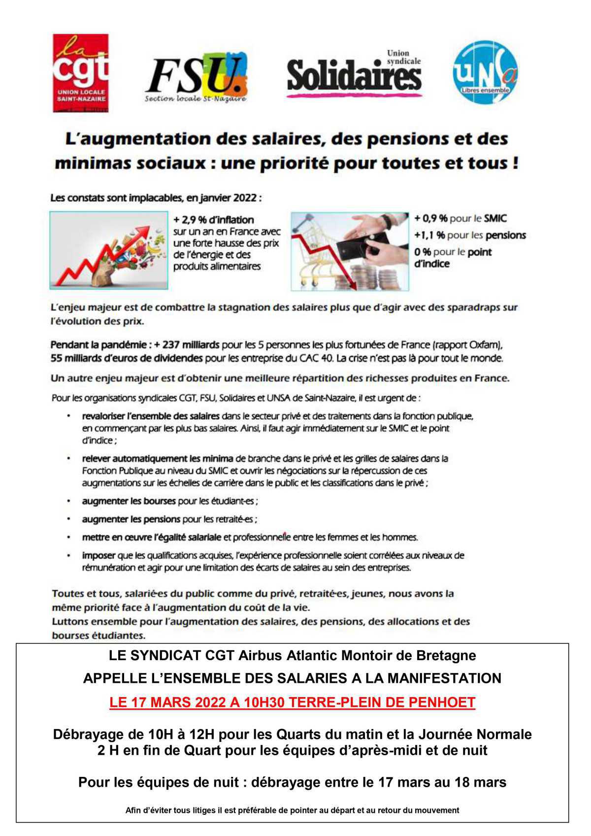 Manifestation Nationale 17 Mars 2022 "Salaires" 