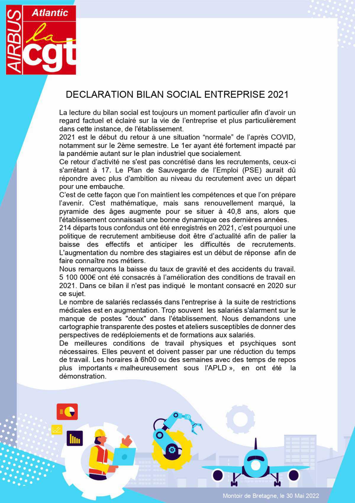 Déclaration CSE-E : Bilan social 2021