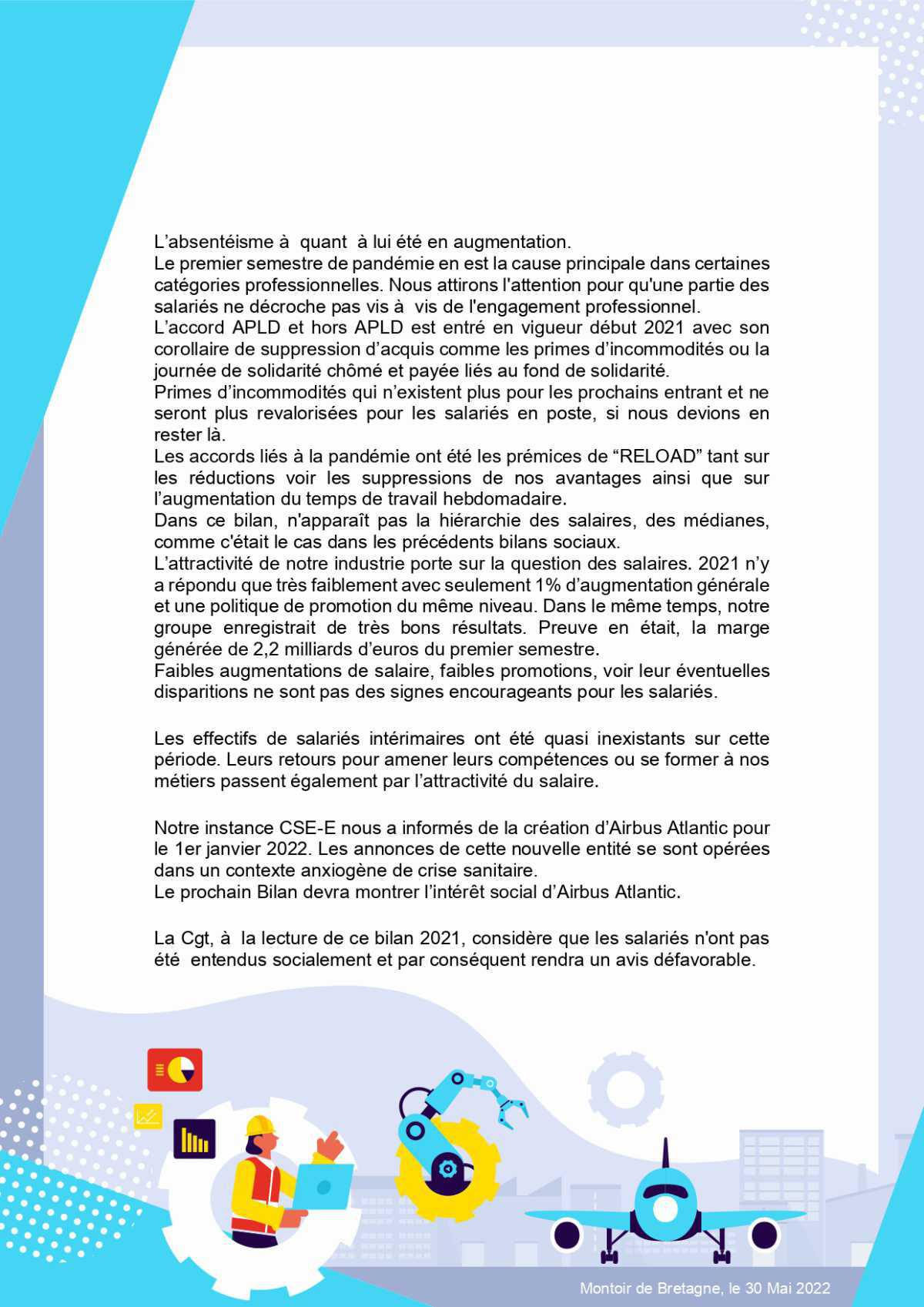 Déclaration CSE-E : Bilan social 2021