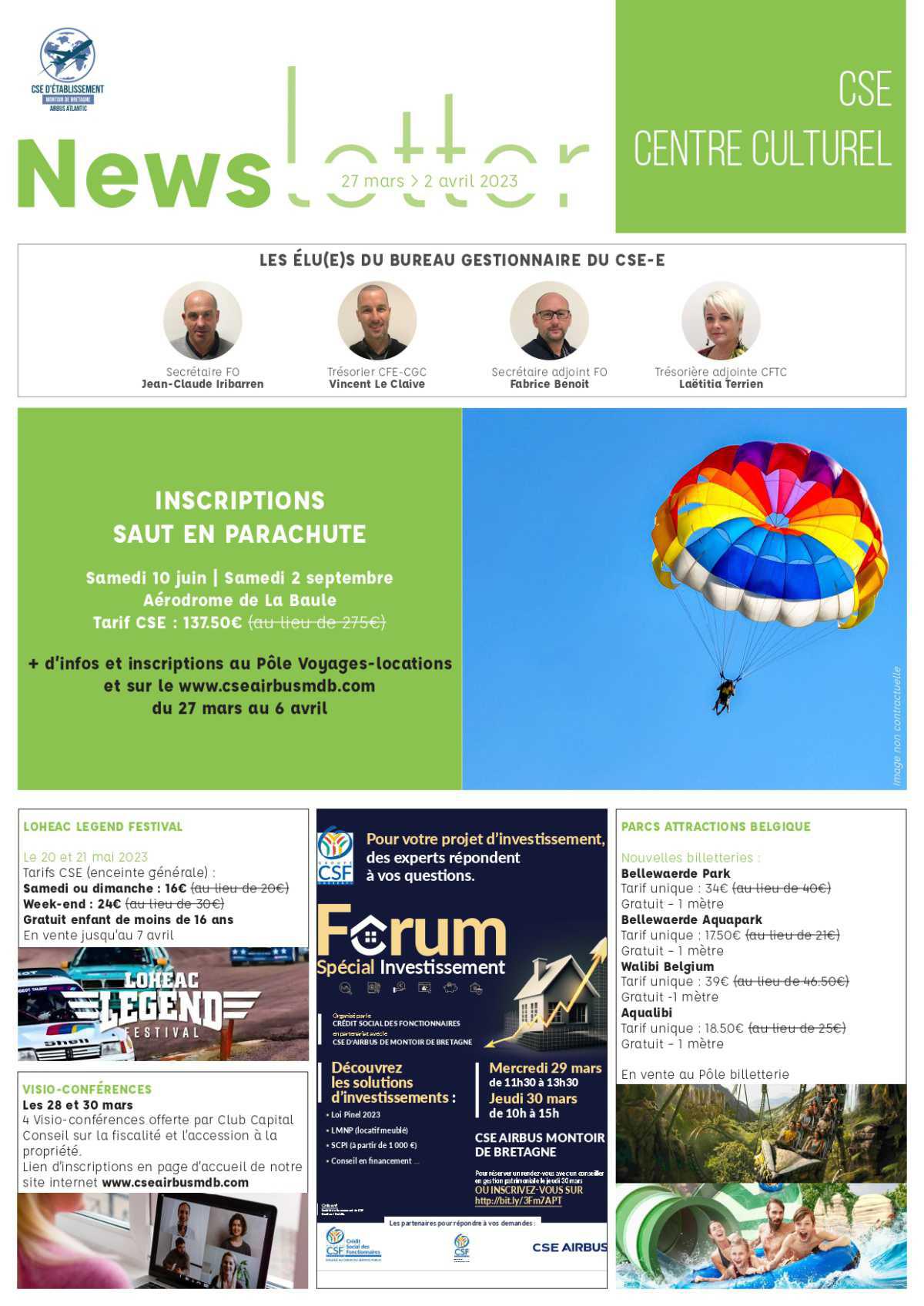 Newsletter du 27 Mars au 2 Avril 2023