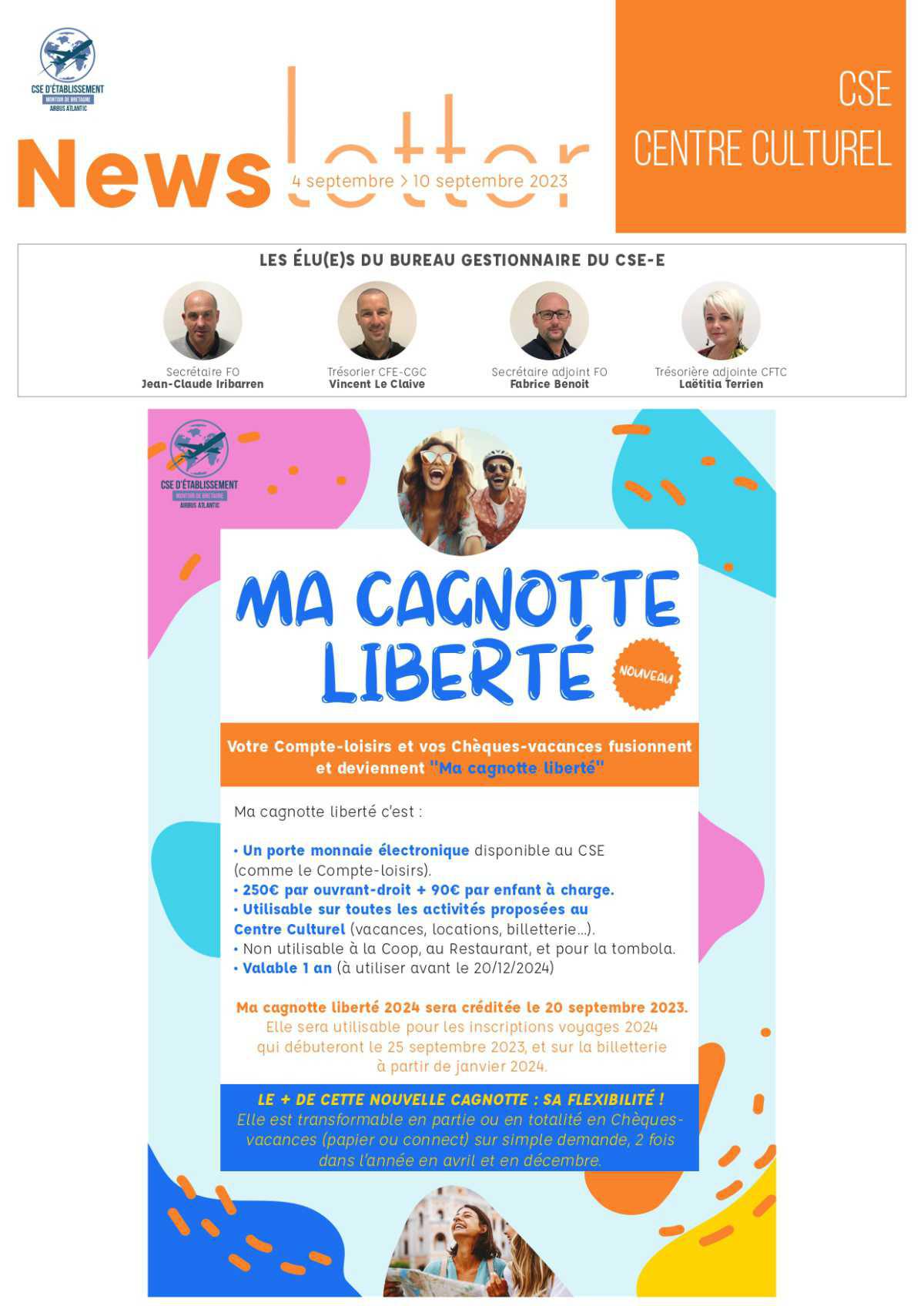 Newsletter du 11 au 15 septembre 2023.