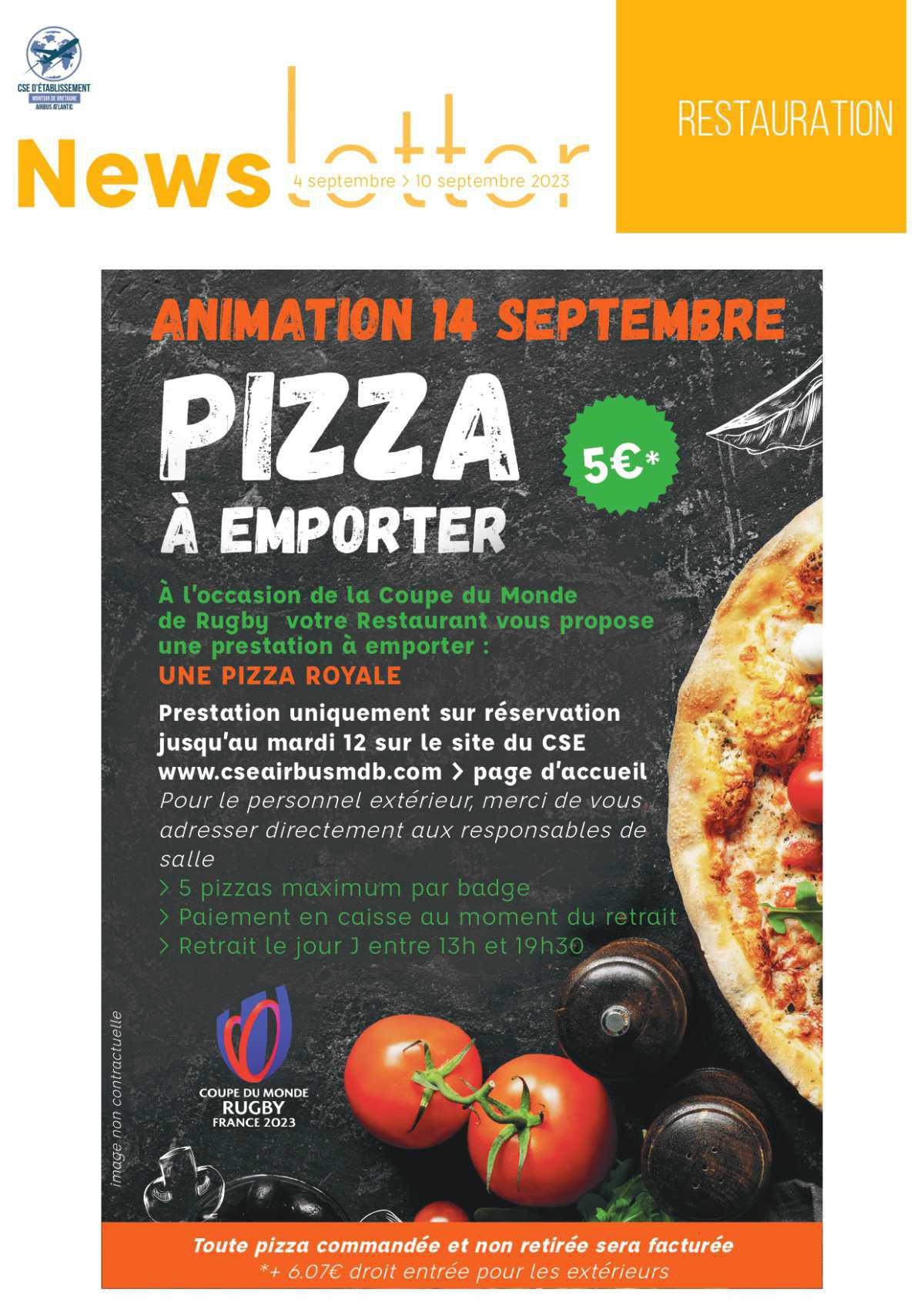 Newsletter du 11 au 15 septembre 2023.