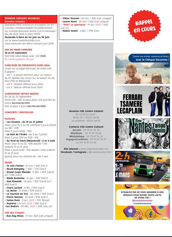 Newsletter du 24 Juin au 28 juin 2024.