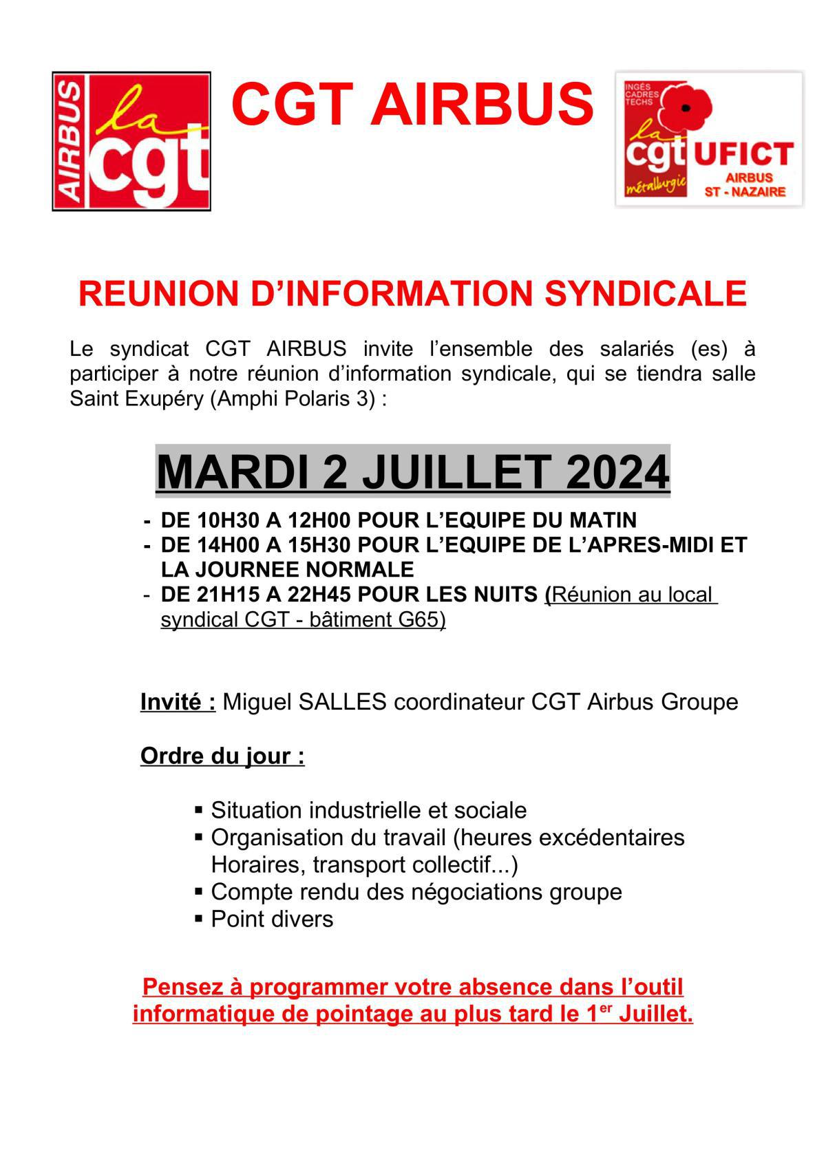 Réunion d'information Syndicale du 2 juillet 2024