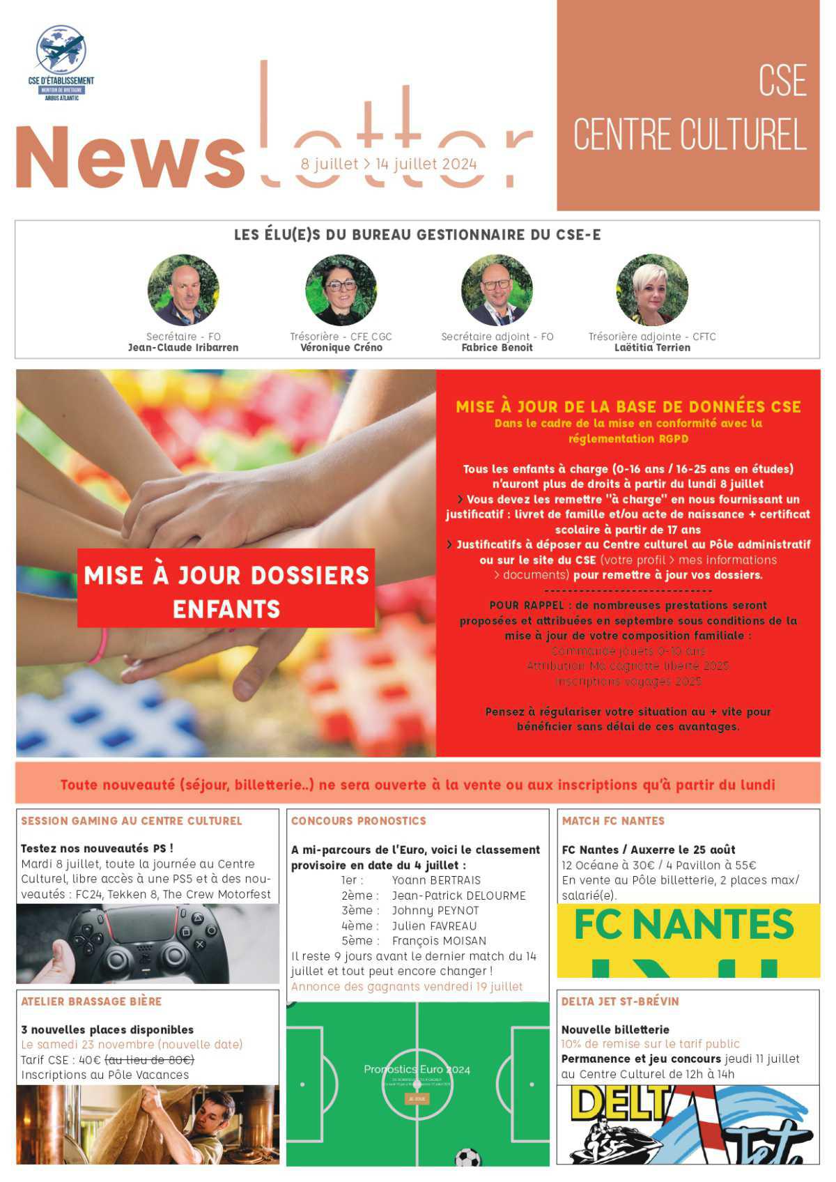 Newsletter du 8 au 14 juillet 2024