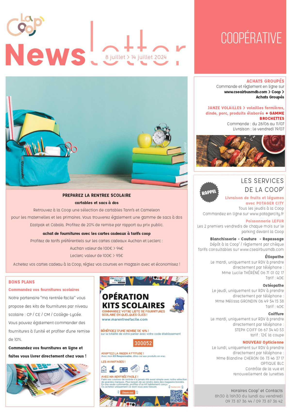 Newsletter du 8 au 14 juillet 2024