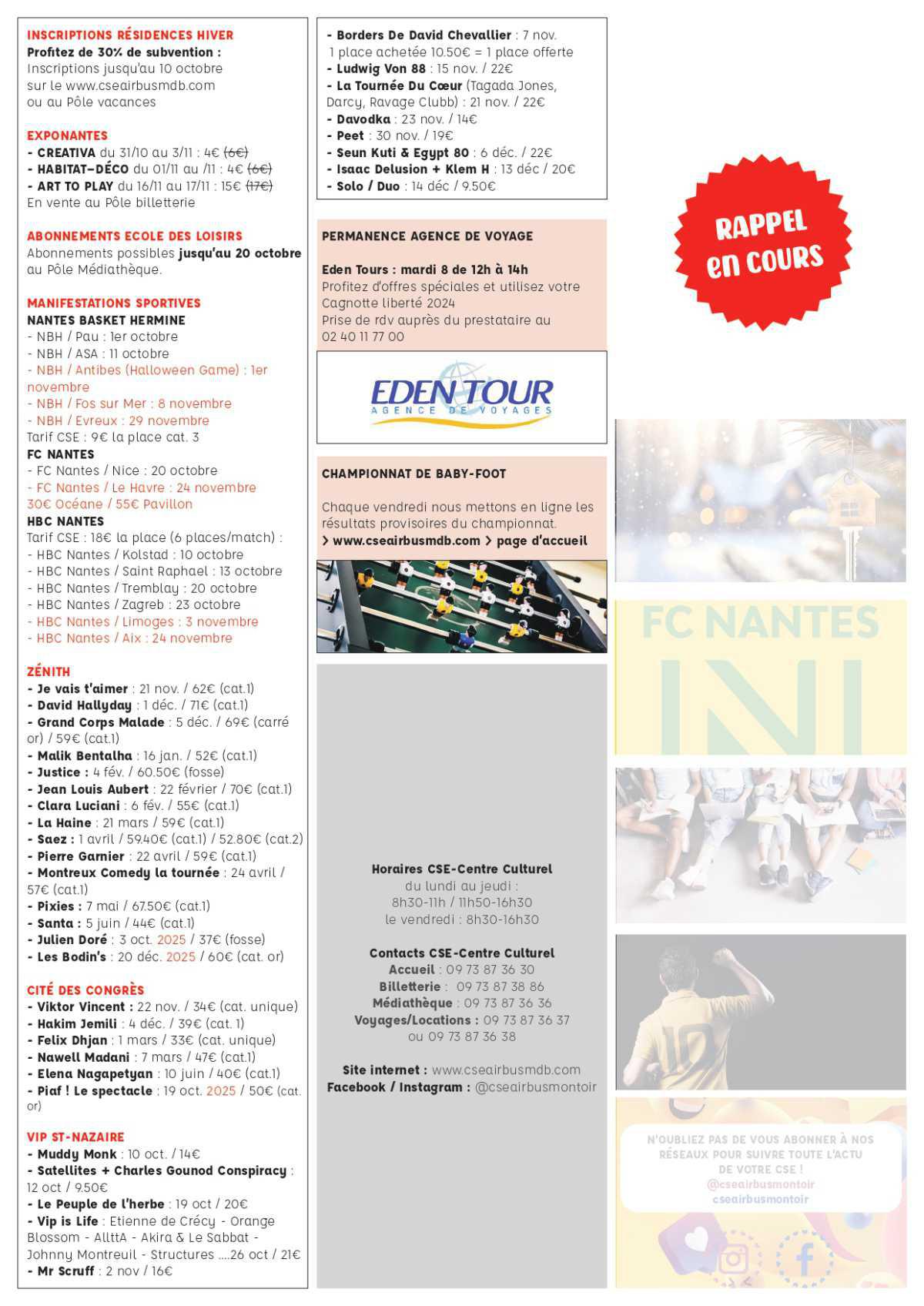 Newsletter du 7 au 13 octobre 2024