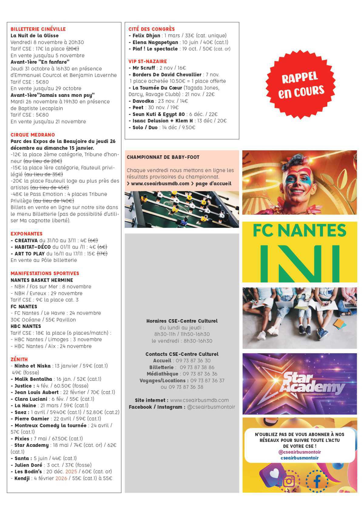 Newsletter du 28 octobre au 3 novembre 2024