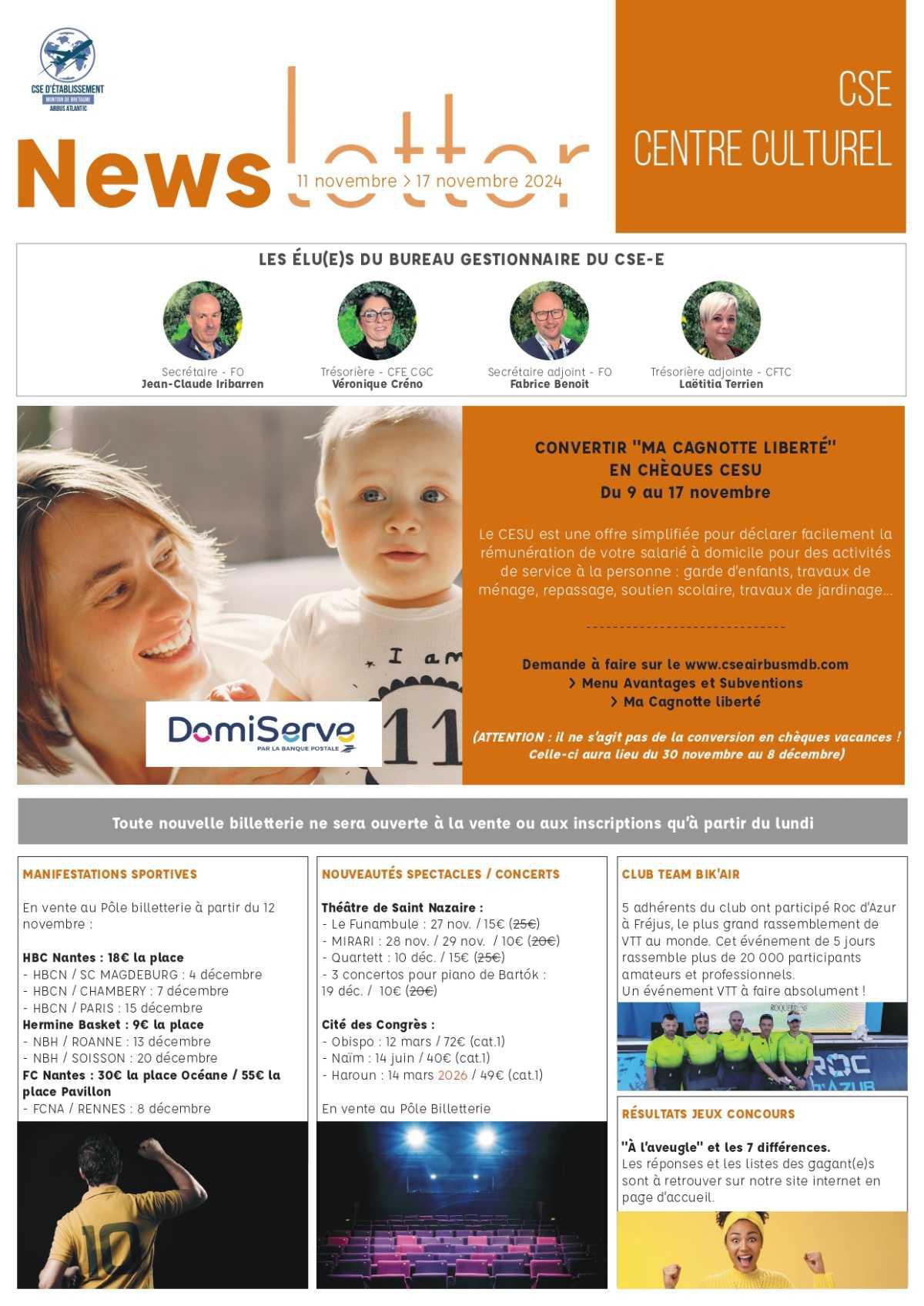 Newsletter du 11 au 17 novembre 2024