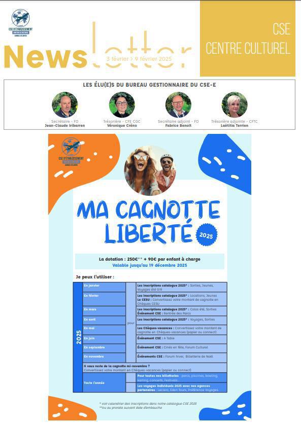 Newsletter du 03 au 07 Février 2025.