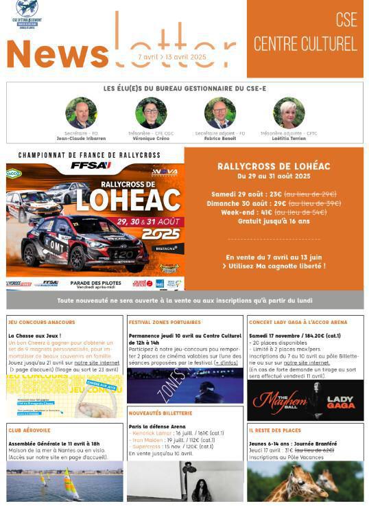 Newsletter du 7 au 11 Avril 2025.