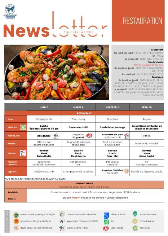 Newsletter du 7 au 11 Avril 2025.