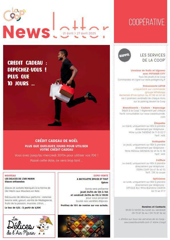 Newsletter du 22 au 25 Avril 2025.