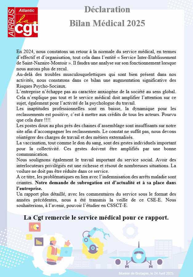 Bilan médical 2024 : Déclaration CSE-E
