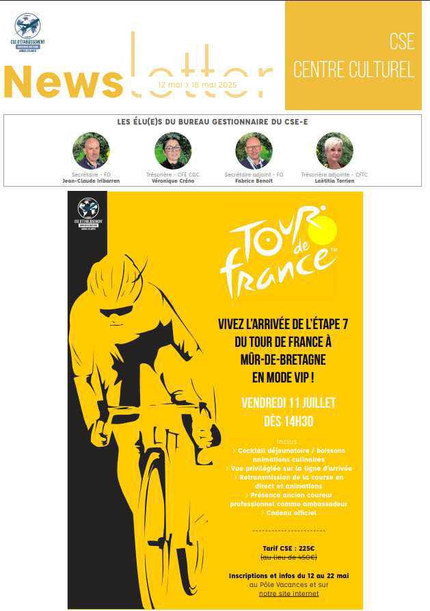 Newsletter du 12 au 18 mai 2025